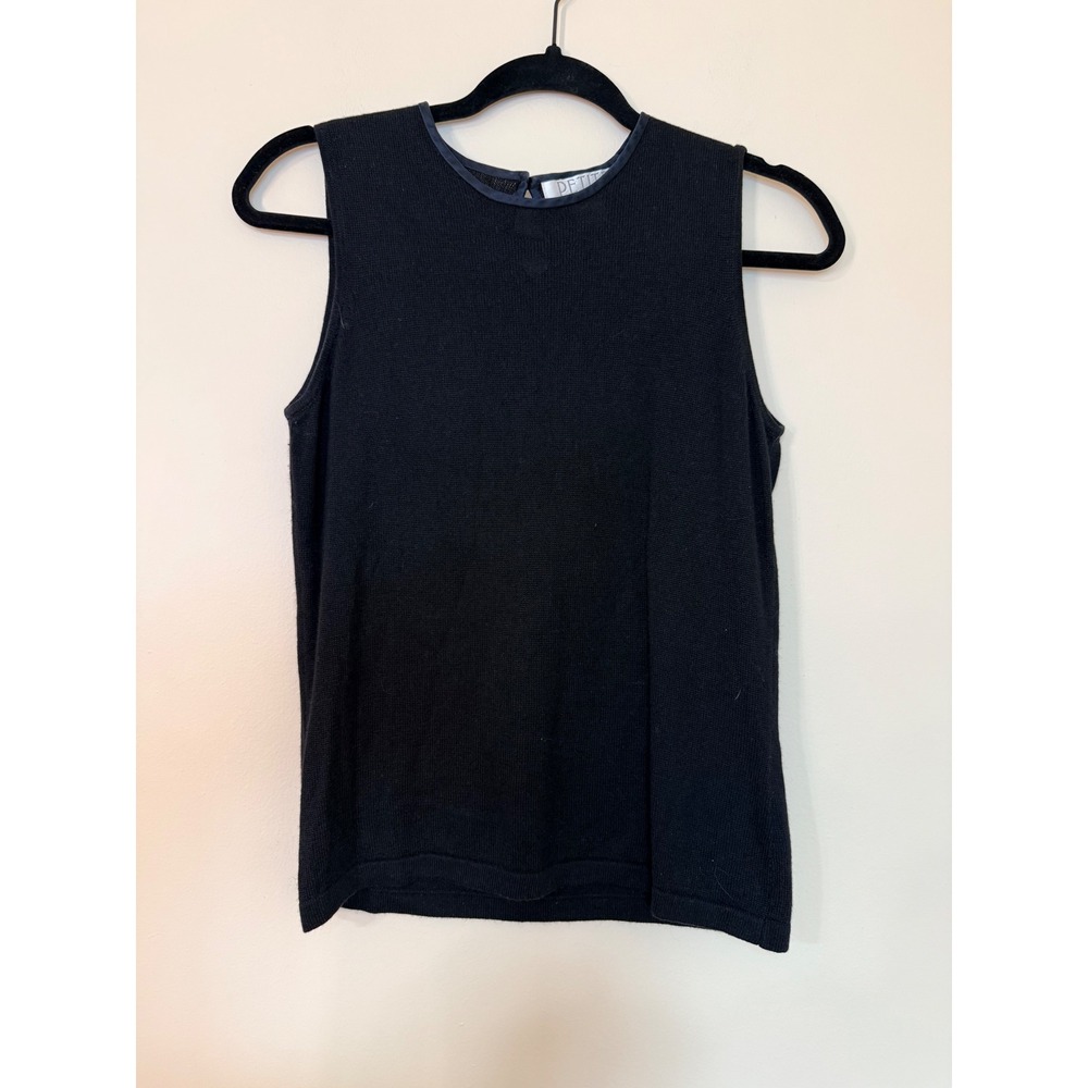Petite Sophisticate Black Silk Cashmere Sleeveless Knit Shell Top Small S
